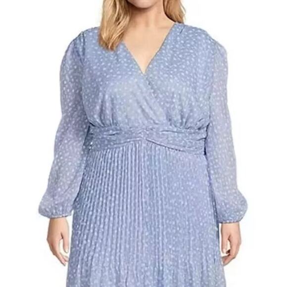 NWT Alex Marie Polka Dot Dress Women's Plus Size 20W Blue White Chiffon Wedding - Picture 4 of 12